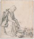 An Old Woman Frying Pancakes