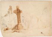 The West Face of the 'Cross of the Scriptures', Clonmacnois Monastery, County Offaly; an Old Man and a Boy (on verso)
