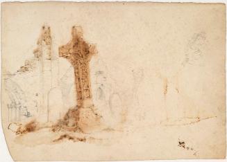 The West Face of the 'Cross of the Scriptures', Clonmacnois Monastery, County Offaly; an Old Man and a Boy (on verso)