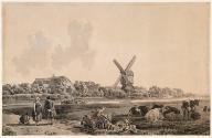 Figures and Cattle by a Canal