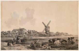 Figures and Cattle by a Canal