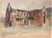 Tintern Abbey,  Wales, A Ruined Abbey; A Tree by a River (on verso)