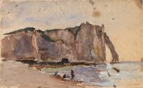 Cliffs at Etretat and the Port d'Aval, Etretat, Normandy