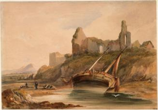 A Fishing Boat below a Ruined Church