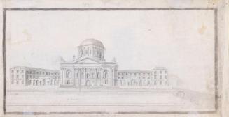 The Four Courts and Richmond Bridge; Richmond Barracks, Inchicore, from the South-West (on verso)