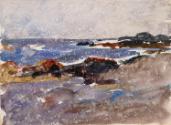 A Rocky Beach on a Rainy Day