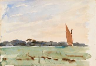The Norfolk Broads, at Evening; Cows (on verso)