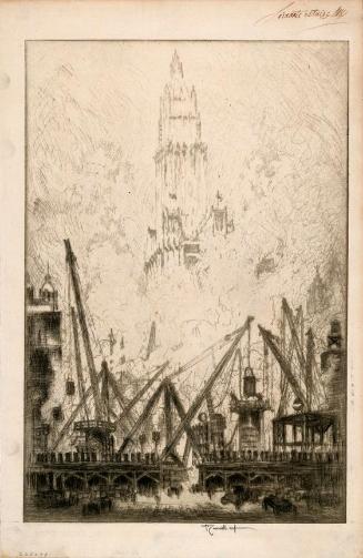 City Scene, Caissons, Vesey Street, New York