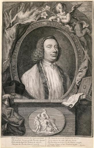 Rev. John Murphy, (1710-1753), RC Priest of St Catherine's, Dublin, above a relief of Charity