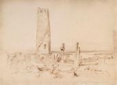 The Round Tower and Graveyard at Clonmacnois Monastery, County Offaly