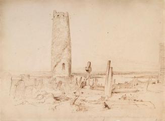 The Round Tower and Graveyard at Clonmacnois Monastery, County Offaly