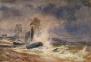 Vessels in a Storm at the Mouth of a Harbour