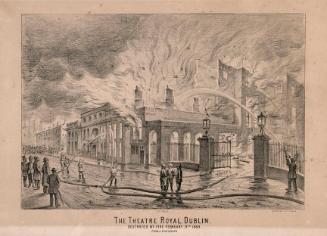 Theatre Royal, Hawkins Street, Dublin, on fire, 9th February 1880