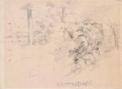 Men Sitting in Saint Stephen's Green, Dublin; Three Heads (on verso)