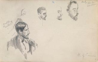 John Dillon, Scratching his Head, William O'Brien M.P. (1852-1928) and Tim Healy (twice) in the House of Commons (left to right)