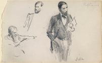 Charles Stewart Parnell (left) and John Dillon (centre and right) in the House of Commons