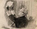 The President of the Parnell Commission (Sir James Hannen) Holding Parnell's Letter of June 9th 1882 up to the Light