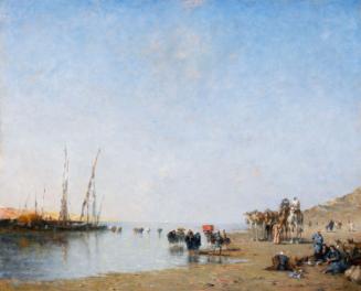 An Arab Caravan Resting near the Shore