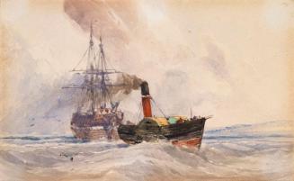 A Steam Tug Towing a Brig