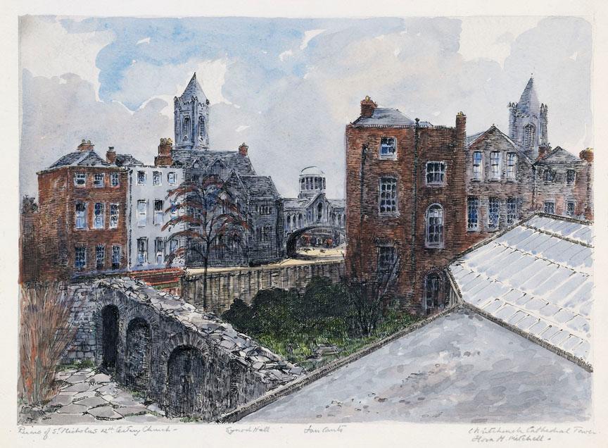 The Ruins of Saint Nicholas', Christchurch Place, Synod Hall, The Four Courts and Christchurch Cathedral Tower
