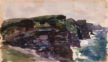 The Cliffs of Moher, County Clare; Four Cows (on verso)