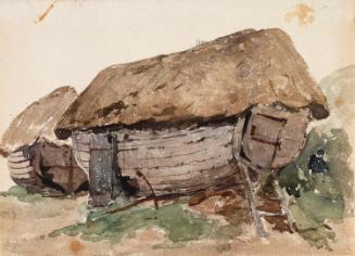 Two Houseboats at Etretat, Normandy