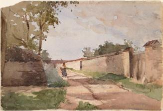 A Woman Walking down a Country Lane, France