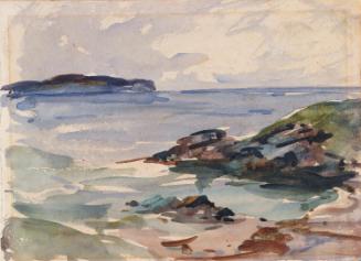 Lambay Island from Portrane Beach, County Dublin; Cows (on verso)