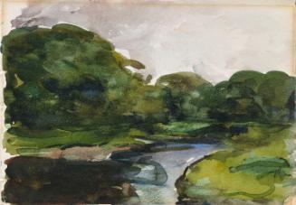 A Dark River; a Cow (on verso)