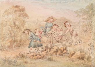 Wheelbarrow Containing Six Children: Phillipa Leicester, Fanny Joanna, Caroline Margaret, Fitzroy William, Lincoln Edwin and Charles Augustus Stanhope, later 8th Earl of Harrington