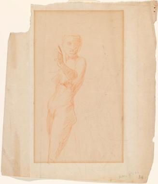 A Standing Female Nude against Posed Nudes; Two 'Valour and Cowardice' studies (on verso)