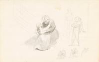 Two Figures Embracing and Sketches of other Figures