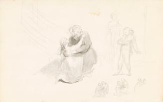 Two Figures Embracing and Sketches of other Figures