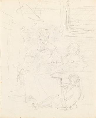 A Woman with Children Seated around a Table