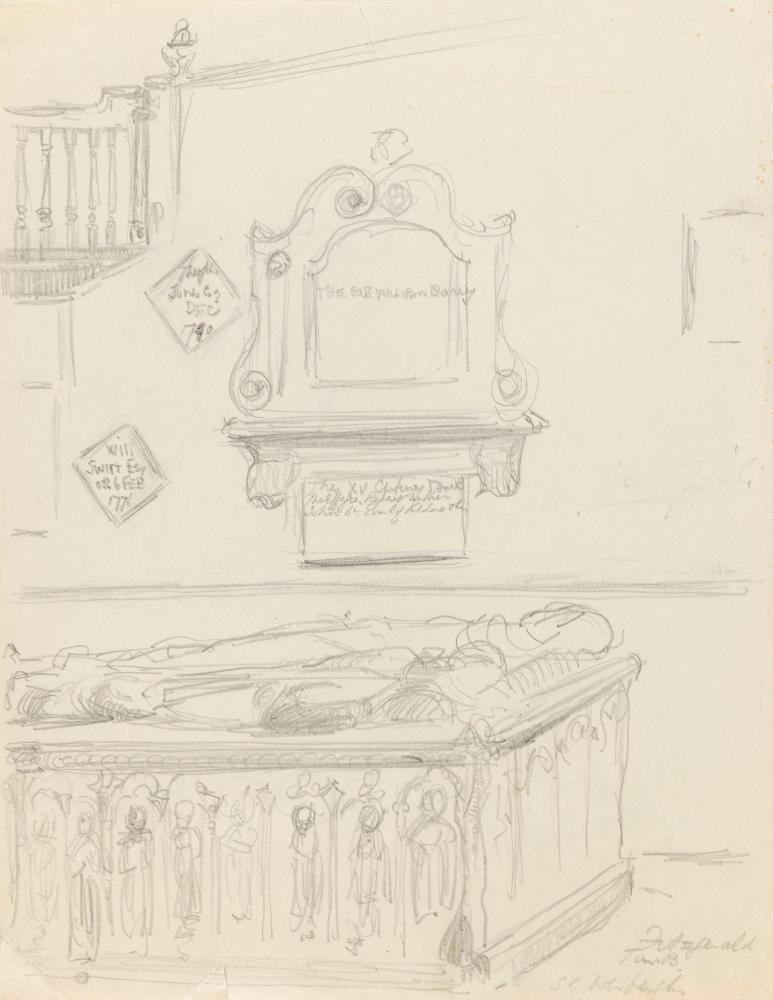 The Purcell Family Tomb in St Werburgh's, Werburgh Street; Colour Notes and Railing details (on verso)