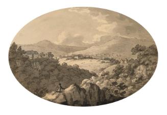 Lord Powerwscourt's Cottages and the Wicklow Mountains from Lovers' Leap on the River Dargle
