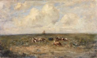 Cattle at Rest in a Field near the Sea
