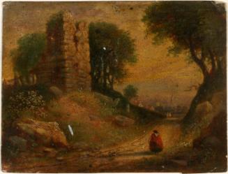 Woman Walking near a Ruin