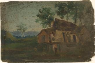 Figures outside a Cottage