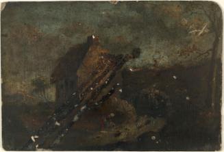 Cottage by a Stream; Two Women in Conversation (on verso)