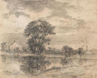 A Large Tree Reflected in a River