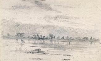 Cattle Drinking at Sunset; Sandycove Martello Tower, County Dublin (on verso)