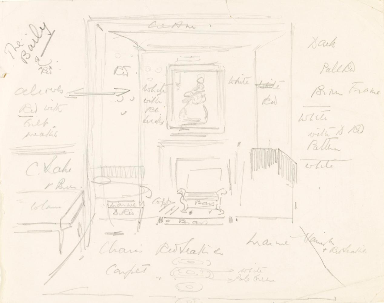 The Interior of The Bailey Public House, Duke Street; Furniture Details (on verso)