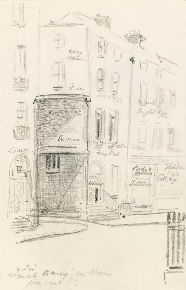 No.14, Harcocurt Street, the Town House of Judge Sir Jonah Barrington, (1760-1834); The Doorway of No. 17 (on verso)