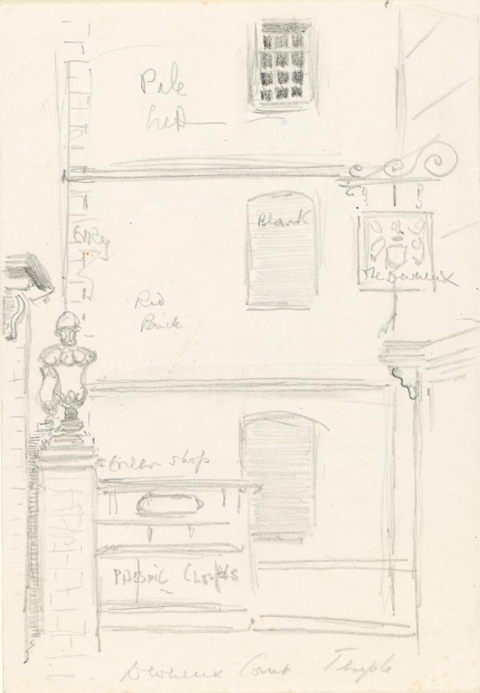 The Devereux Public House, Devereux Court, off Essex Street, London; The Devereux Sign (on verso)
