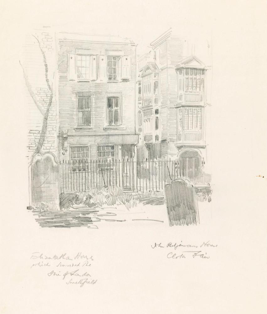 Cloth Fair, including the Home of Poet Laureate Sir John Betjeman (1906-1984), from Saint Bartholomew the Great's Graveyard, Smithfield, London; Dardis and Dunns' Doorway, 7 Usher's Island, Dublin (on verso)