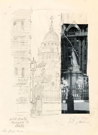Bird's Statue of Queen Anne, Saint Paul's Churchyard and the Old Bailey Dome, London