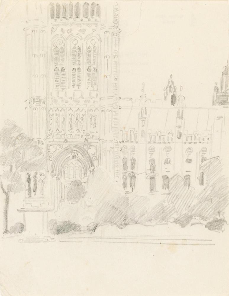 Victoria Tower Gardens and Rodin's 'Burghers of Calais', Westminster, London