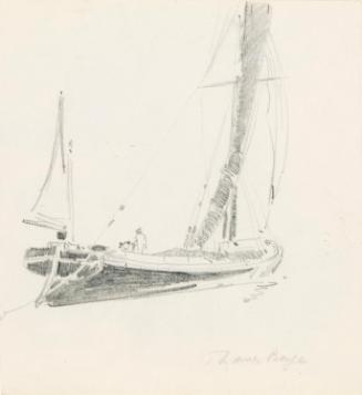 A River Thames Barge; A Suburban Garden (on verso)