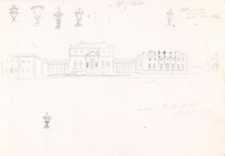 The Facade of Russborough House, with Details of Ornamental Urns